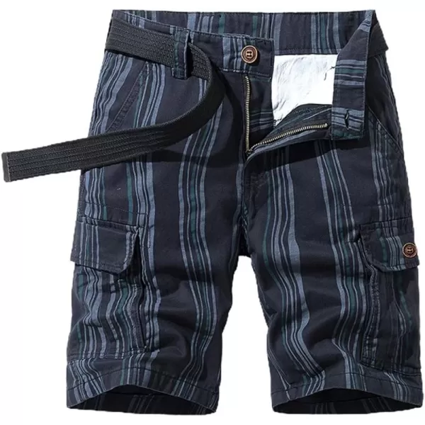 chouyatou Mens Casual Vertical Stripe Print 6 Pocket Gentle Summer Cargo ShortsBlack