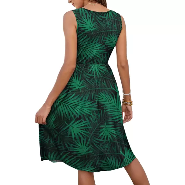 MOLERANI Women Summer Dresses Sleeveless Casual Loose Swing Button Down Midi Dress with Pockets02leaf Green