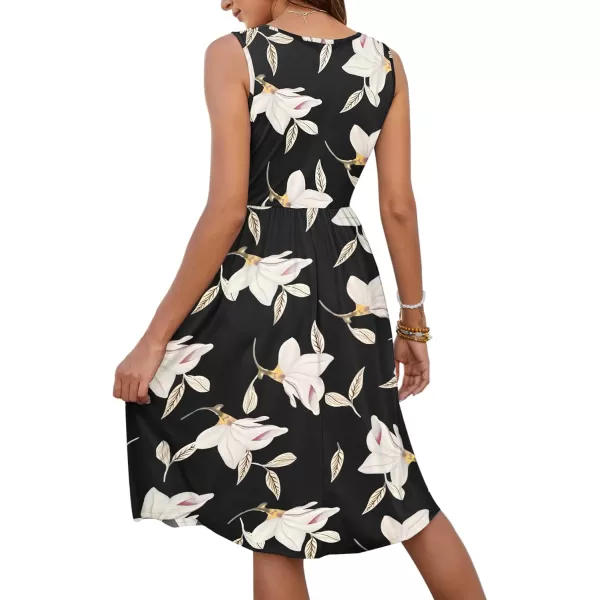 MOLERANI Women Summer Dresses Sleeveless Casual Loose Swing Button Down Midi Dress with Pockets02morning Glory