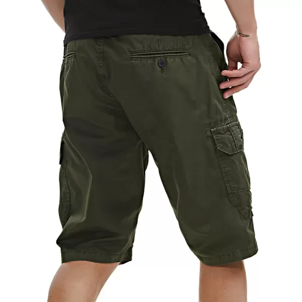 chouyatou Mens Casual 6 Pocket Straight Leg Beach Work Wear Summer Cargo ShortsArmy Green