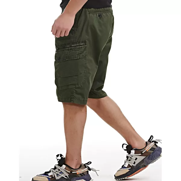 chouyatou Mens Casual 6 Pocket Straight Leg Beach Work Wear Summer Cargo ShortsArmy Green