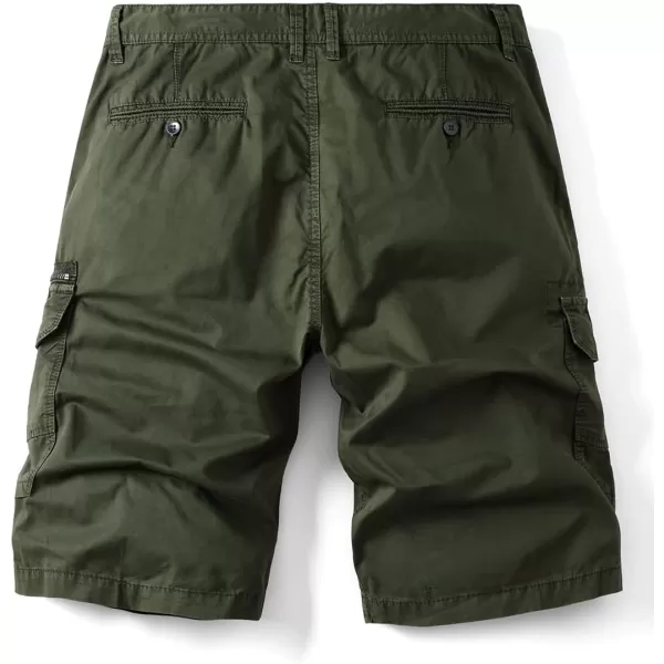 chouyatou Mens Casual 6 Pocket Straight Leg Beach Work Wear Summer Cargo ShortsArmy Green