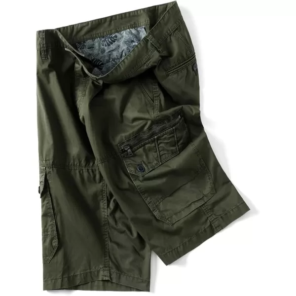 chouyatou Mens Casual 6 Pocket Straight Leg Beach Work Wear Summer Cargo ShortsArmy Green