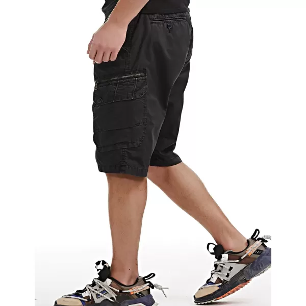 chouyatou Mens Casual 6 Pocket Straight Leg Beach Work Wear Summer Cargo ShortsBlack
