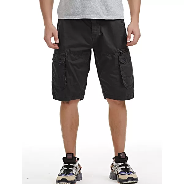 chouyatou Mens Casual 6 Pocket Straight Leg Beach Work Wear Summer Cargo ShortsBlack