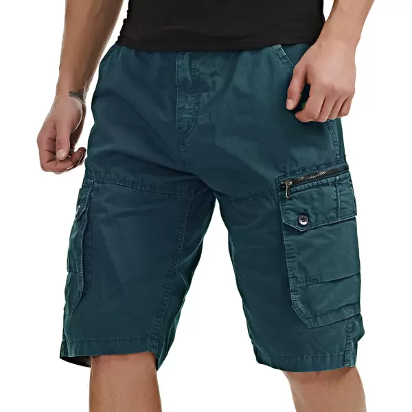 chouyatou Mens Casual 6 Pocket Straight Leg Beach Work Wear Summer Cargo ShortsBlue