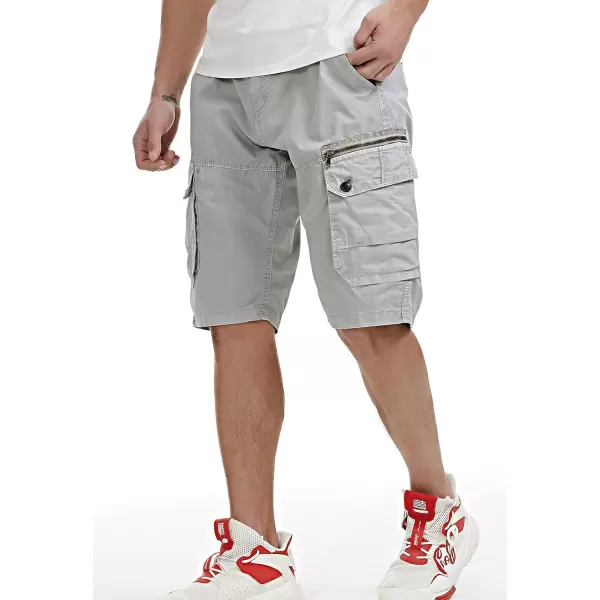 chouyatou Mens Casual 6 Pocket Straight Leg Beach Work Wear Summer Cargo ShortsGrey