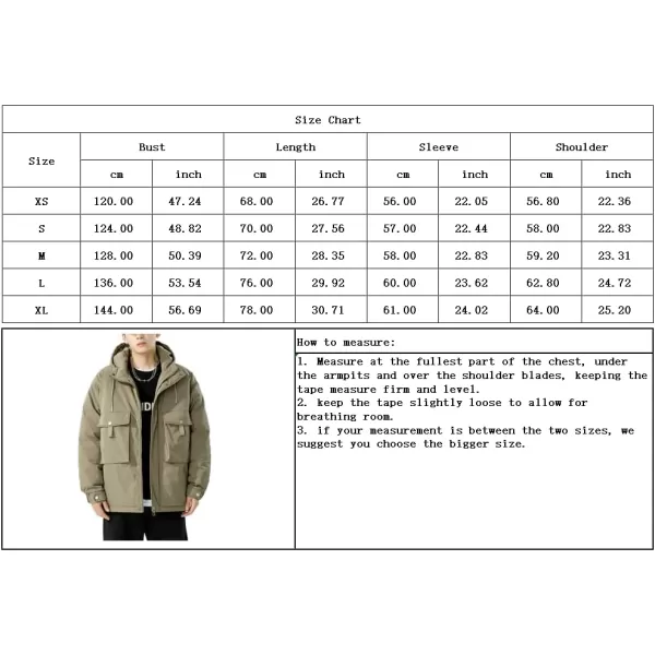 chouyatou Mens Outdoor Hooded Down Puffer Jacket Casual Big Pocket Parka Winter JacketsBlack
