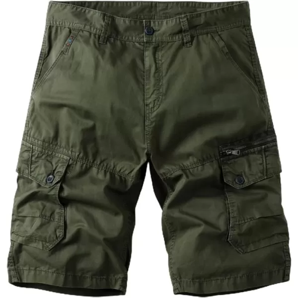 chouyatou Mens Casual 6 Pocket Straight Leg Beach Work Wear Summer Cargo ShortsArmy Green