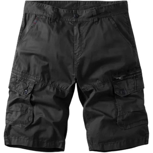 chouyatou Mens Casual 6 Pocket Straight Leg Beach Work Wear Summer Cargo ShortsBlack