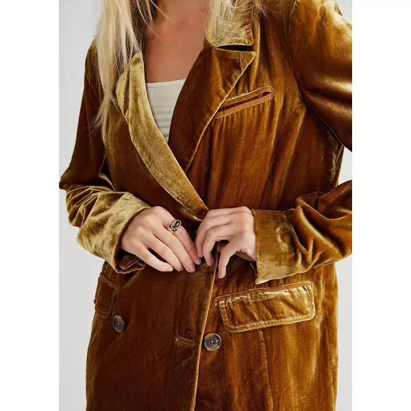 chouyatou Womens Business Velvet Blazer Jacket Button Down Notch Lapel Office Work Shackets CoatBrown