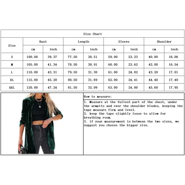 chouyatou Womens Chic One Button Silky Velvet Blazer Suit Long Sleeve Office Jacket CoatBlackish Green