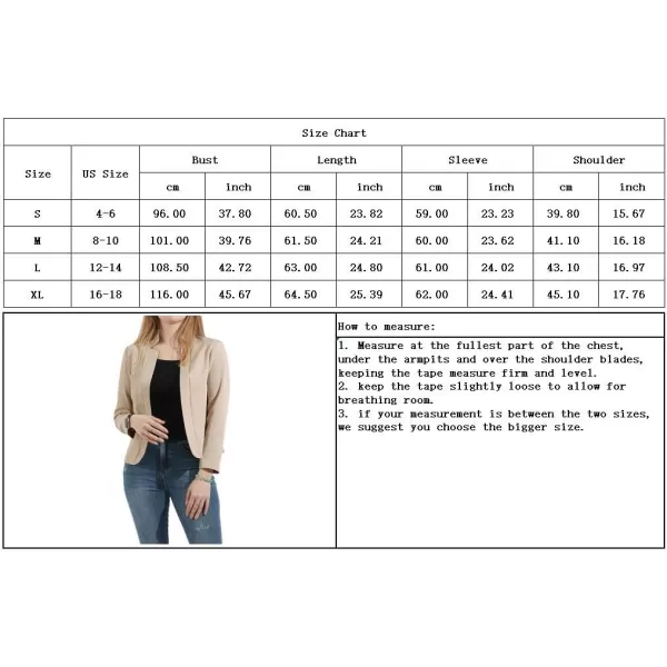 chouyatou Womens Fall Casual Business Open Front Blazer Long Sleeve Notch Lapel Work Office Blazer JacketApricot