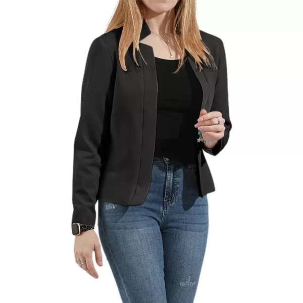chouyatou Womens Fall Casual Business Open Front Blazer Long Sleeve Notch Lapel Work Office Blazer JacketBlack