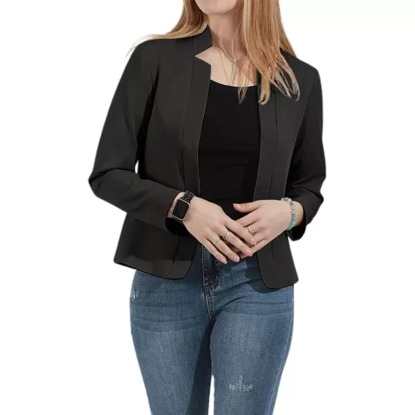 chouyatou Womens Fall Casual Business Open Front Blazer Long Sleeve Notch Lapel Work Office Blazer JacketBlack