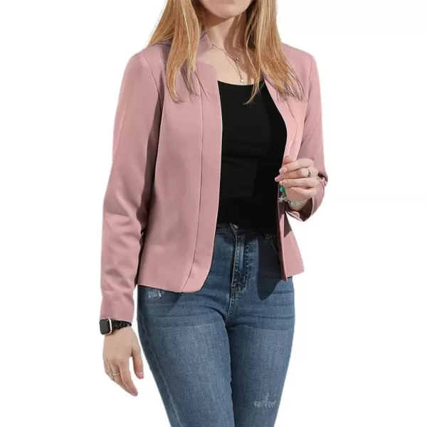 chouyatou Womens Fall Casual Business Open Front Blazer Long Sleeve Notch Lapel Work Office Blazer JacketPink