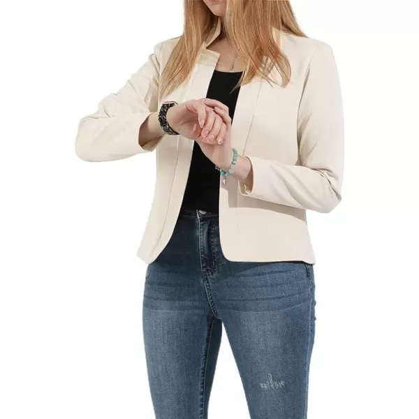 chouyatou Womens Fall Casual Business Open Front Blazer Long Sleeve Notch Lapel Work Office Blazer JacketWhite