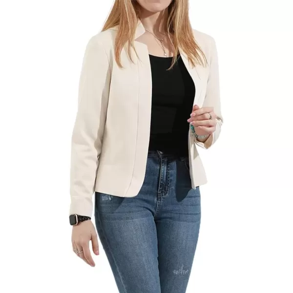 chouyatou Womens Fall Casual Business Open Front Blazer Long Sleeve Notch Lapel Work Office Blazer JacketWhite