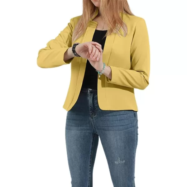 chouyatou Womens Fall Casual Business Open Front Blazer Long Sleeve Notch Lapel Work Office Blazer JacketYellow