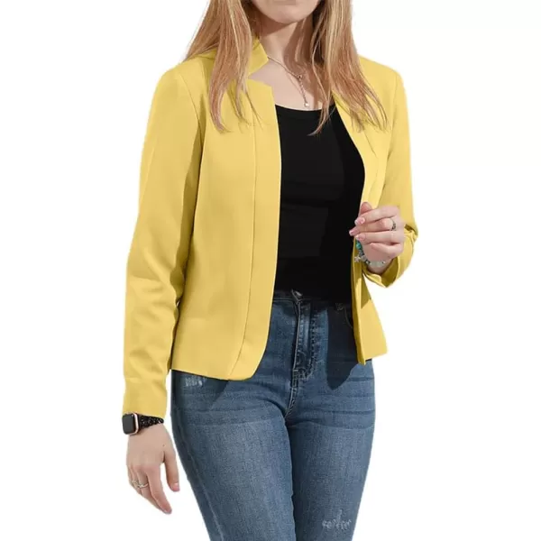 chouyatou Womens Fall Casual Business Open Front Blazer Long Sleeve Notch Lapel Work Office Blazer JacketYellow