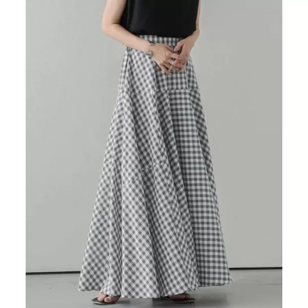 chouyatou Womens Retro Plaid A Line Midi Skirt Gingham High Elastic Waisted Pleated Swing Long SkirtLight Gray