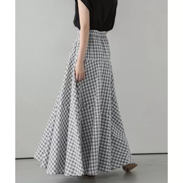 chouyatou Womens Retro Plaid A Line Midi Skirt Gingham High Elastic Waisted Pleated Swing Long SkirtLight Gray