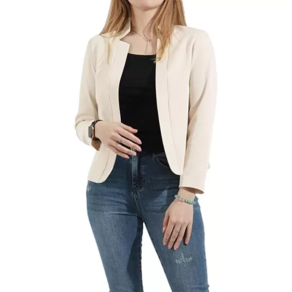 chouyatou Womens Fall Casual Business Open Front Blazer Long Sleeve Notch Lapel Work Office Blazer JacketWhite