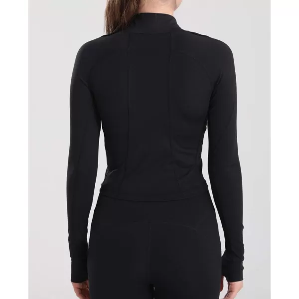 chouyatou Womens Lightweight Half Zip Athletic Track Performance Workout JacketBlack