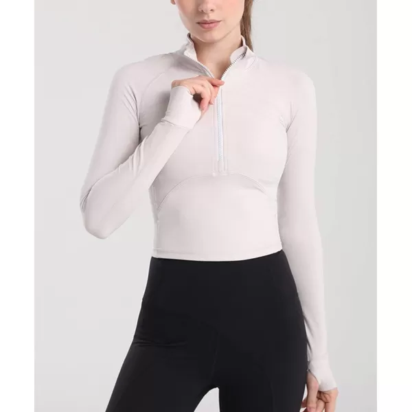chouyatou Womens Lightweight Half Zip Athletic Track Performance Workout JacketWhite