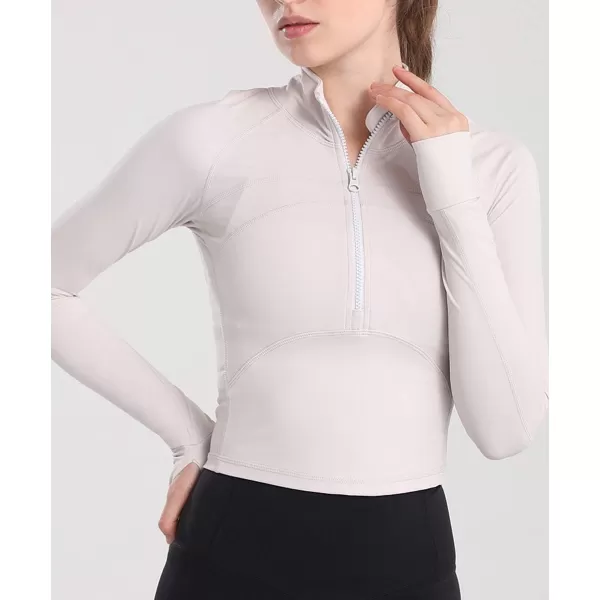 chouyatou Womens Lightweight Half Zip Athletic Track Performance Workout JacketWhite