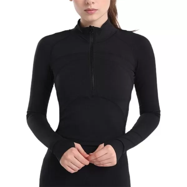 chouyatou Womens Lightweight Half Zip Athletic Track Performance Workout JacketBlack