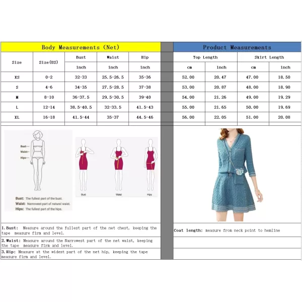 chouyatou Womens Fall 2 Piece Sweater Skirt Sets Jacquard Knit Sweater Cardigan Top Short Midi Skirt OutfitsBlue