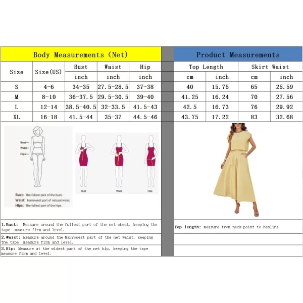 chouyatou Womens 2 Piece Outfits Cap Sleeve Crop Top and High Elastic Waist Pleated Swing Long Skirt SetLight Yellow