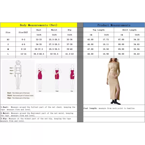 chouyatou Womens 2 Piece Sets Y2K Cropped Button Up Sweater Split Maxi Bodycon Skirt Two Piece OutfitsKhaki