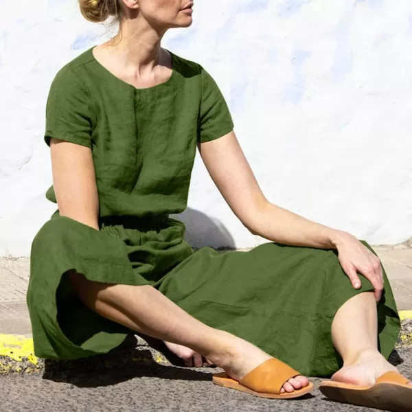 chouyatou Womens Elegant Sleeveless Linen Jumpsuits Casual Wide Leg Jumpsuit Pants RomperSleeved Army