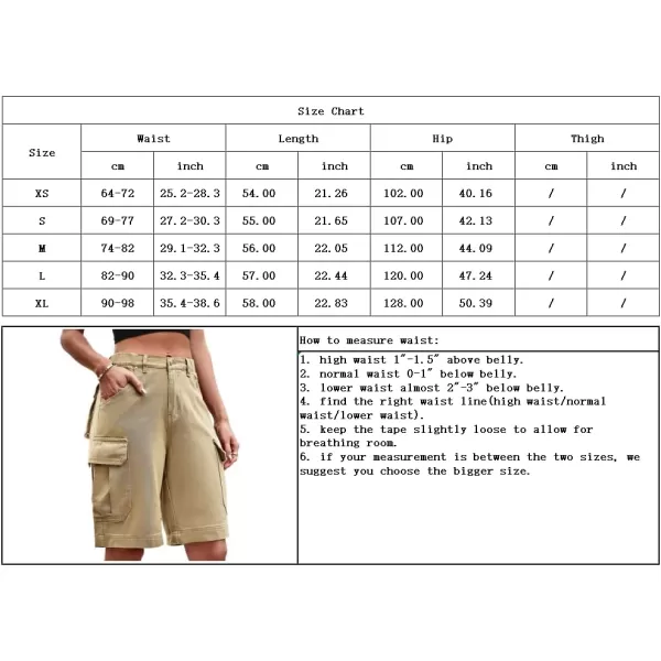 chouyatou Womens Cargo Military Elastic High Rise Straight Leg Bermuda Shorts with PocketsArmy Green