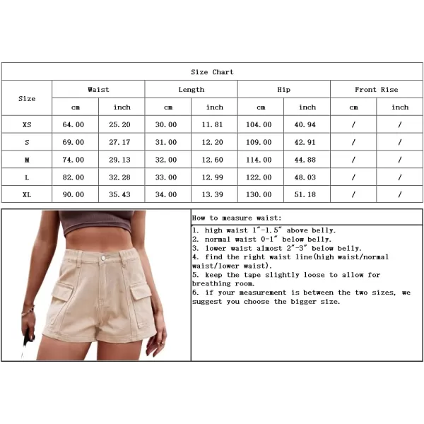 chouyatou Womens Sexy Cargo Shorts Summer Casual Elastic High Waist Demin Shorts with PocketsBlack