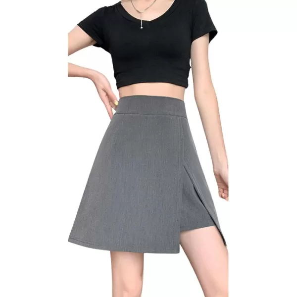 chouyatou Womens High Waist Pencil ALine Skirt Skort Mini Skirt with Builtin ShortsGrey