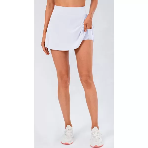 chouyatou Womens Stretched High Waisted A Line Back Pleated Flowy Gym Tennis Skater Skorts Skirts with Shorts UnderneathWhite