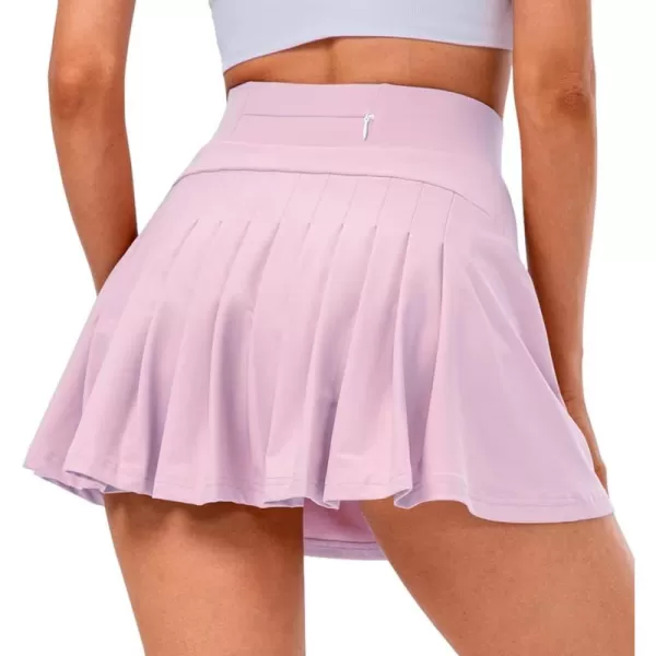 chouyatou Womens Stretched High Waisted A Line Back Pleated Flowy Gym Tennis Skater Skorts Skirts with Shorts UnderneathLight Purple