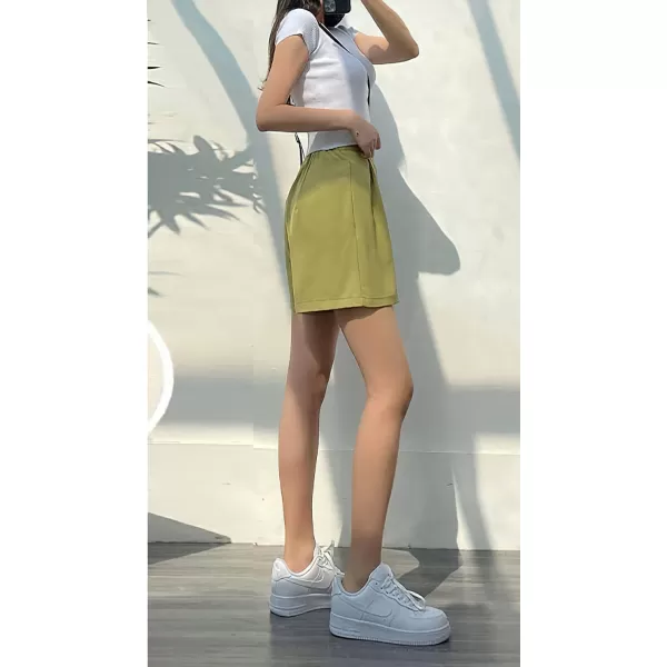 chouyatou Womens Casual High Waist Wide Leg Shorts Y2K Novelty Summer Shorts with PocketsGreen