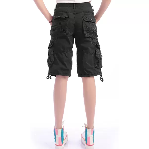 chouyatou Womens Casual Loose Fit MultiPockets Twill Bermuda Cargo ShortsBlack