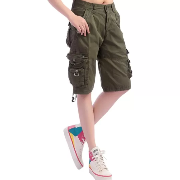 chouyatou Womens Casual Loose Fit MultiPockets Twill Bermuda Cargo Shorts31army