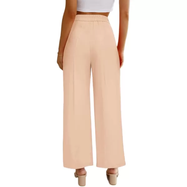 chouyatou Womens Elastic High Waisted Dress Pants Business Casual Work Pants Cropped TrousersPink