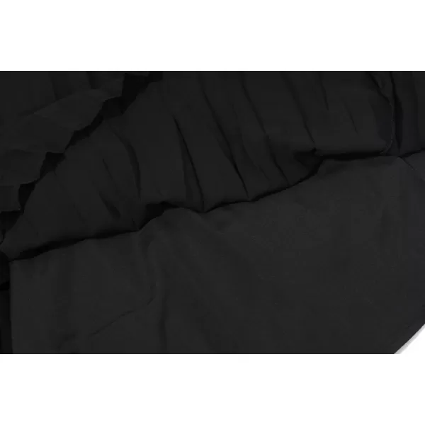 chouyatou Womens Elastic Waist ALine Pleated Chiffon Cropped Wide Leg Pants CulottesBlack