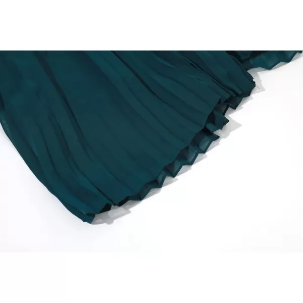 chouyatou Womens Elastic Waist ALine Pleated Chiffon Cropped Wide Leg Pants CulottesGreen