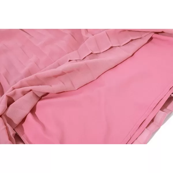 chouyatou Womens Elastic Waist ALine Pleated Chiffon Cropped Wide Leg Pants CulottesPink