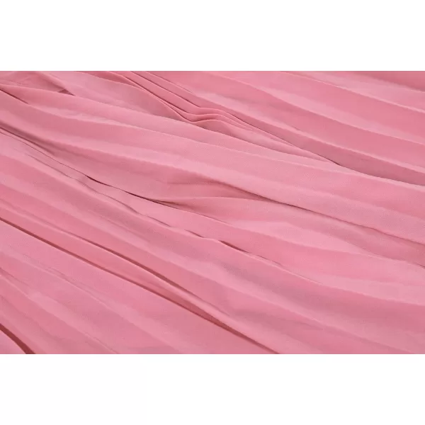chouyatou Womens Elastic Waist ALine Pleated Chiffon Cropped Wide Leg Pants CulottesPink