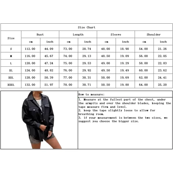 chouyatou Womens Windproof Long Sleeve Button Down PU Faux Leather Shirt Jacket ShacketBlack