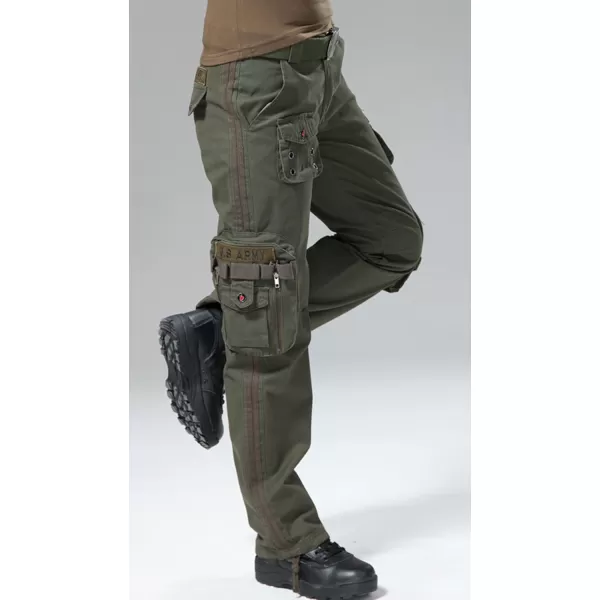 chouyatou Womens Active Loose Fit Military MultiPockets Wild Cargo PantsArmy